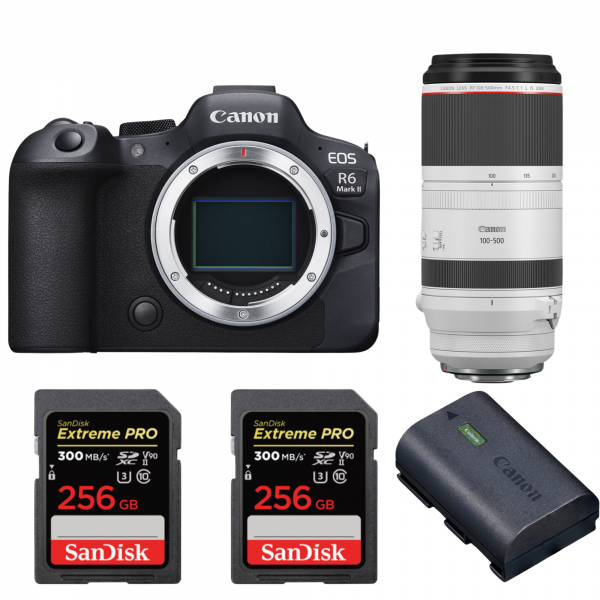 Canon EOS R6 Mark II + RF 100-500mm f/4.5-7.1 L IS USM + 2 SanDisk 256GB Extreme PRO UHS-II SDXC 300 MB/s + 1 Canon LP-E6NH-1