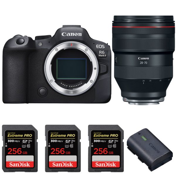 Canon EOS R6 Mark II + RF 28-70mm f/2 L USM + 3 SanDisk 256GB Extreme PRO UHS-II SDXC 300 MB/s + 1 Canon LP-E6NH-1