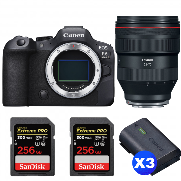 Canon EOS R6 Mark II + RF 28-70mm f/2 L USM + 2 SanDisk 256GB Extreme PRO UHS-II SDXC 300 MB/s + 3 Canon LP-E6NH-1