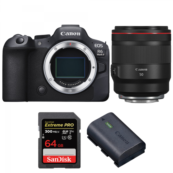 Canon EOS R6 Mark II + RF 50mm f/1.2 L USM + 1 SanDisk 64GB Extreme PRO UHS-II SDXC 300 MB/s + 1 Canon LP-E6NH-1