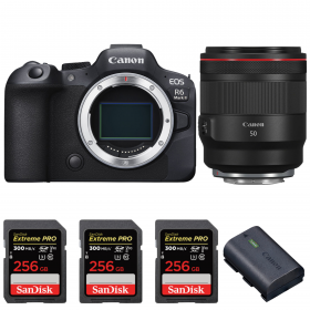 Canon EOS R6 Mark II + RF 50mm f/1.2 L USM + 3 SanDisk 256GB Extreme PRO UHS-II SDXC 300 MB/s + 1 Canon LP-E6NH-1