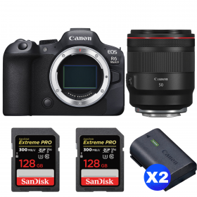 Canon EOS R6 Mark II + RF 50mm f/1.2 L USM + 2 SanDisk 128GB Extreme PRO UHS-II SDXC 300 MB/s + 2 Canon LP-E6NH-1