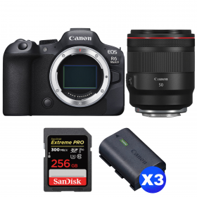 Canon EOS R6 Mark II + RF 50mm f/1.2 L USM + 1 SanDisk 256GB Extreme PRO UHS-II SDXC 300 MB/s + 3 Canon LP-E6NH-1