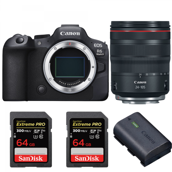 Canon EOS R6 Mark II + RF 24-105mm f/4 L IS USM + 2 SanDisk 64GB Extreme PRO UHS-II SDXC 300 MB/s + 1 Canon LP-E6NH-1