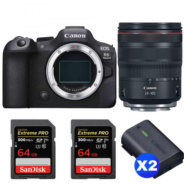 Canon EOS R6 Mark II + RF 24-105mm f/4 L IS USM + 2 SanDisk 64GB Extreme PRO UHS-II SDXC 300 MB/s + 2 Canon LP-E6NH-1