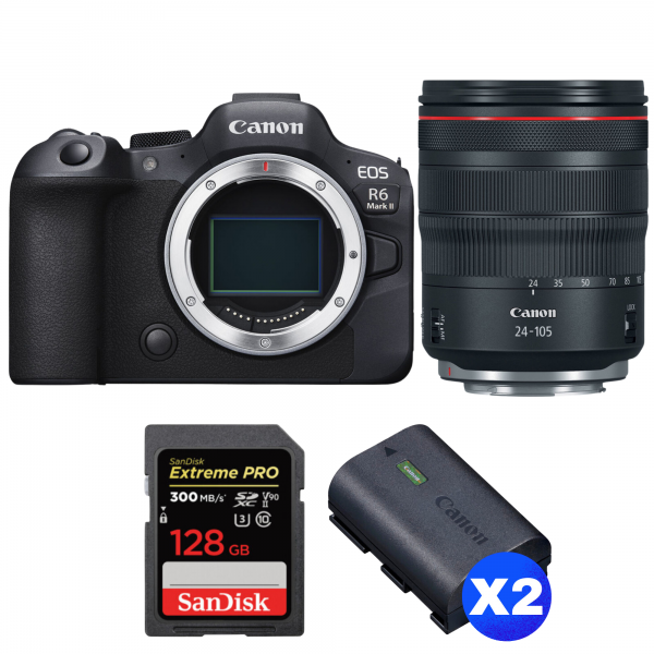 Canon EOS R6 Mark II + RF 24-105mm f/4 L IS USM + 1 SanDisk 128GB Extreme PRO UHS-II SDXC 300 MB/s + 2 Canon LP-E6NH-1