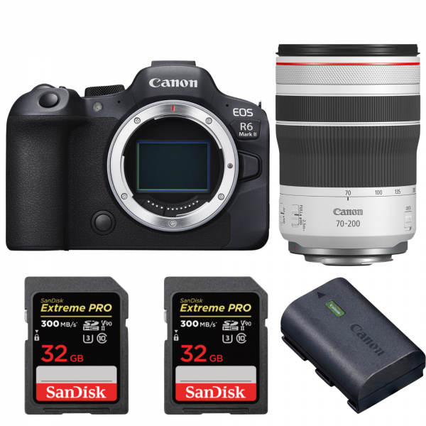 Canon EOS R6 Mark II + RF 70-200mm f/4 L IS USM + 2 SanDisk 32GB Extreme PRO UHS-II SDXC 300 MB/s + 1 Canon LP-E6NH-1