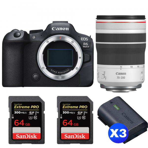 Canon EOS R6 Mark II + RF 70-200mm f/4 L IS USM + 2 SanDisk 64GB Extreme PRO UHS-II SDXC 300 MB/s + 3 Canon LP-E6NH-1