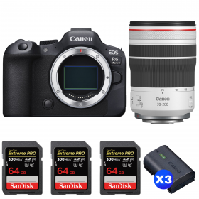 Canon EOS R6 Mark II + RF 70-200mm f/4 L IS USM + 3 SanDisk 64GB Extreme PRO UHS-II SDXC 300 MB/s + 3 Canon LP-E6NH-1