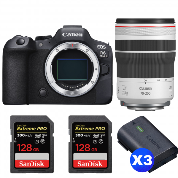 Canon EOS R6 Mark II + RF 70-200mm f/4 L IS USM + 2 SanDisk 128GB Extreme PRO UHS-II SDXC 300 MB/s + 3 Canon LP-E6NH-1