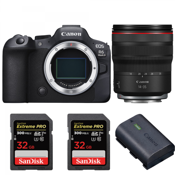 Canon EOS R6 Mark II + RF 14-35mm f/4 L IS USM + 2 SanDisk 32GB Extreme PRO UHS-II SDXC 300 MB/s + 1 Canon LP-E6NH-1