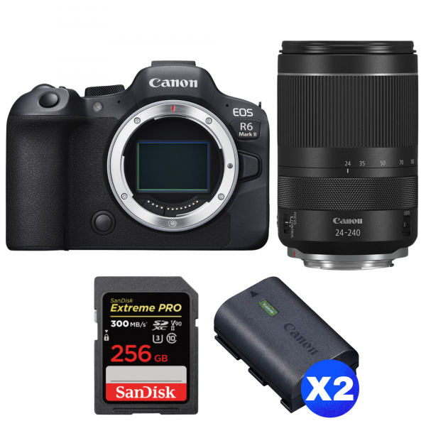 Canon EOS R6 Mark II + RF 24-240mm f/4-6.3 IS USM + 1 SanDisk 256GB Extreme PRO UHS-II SDXC 300 MB/s + 2 Canon LP-E6NH-1