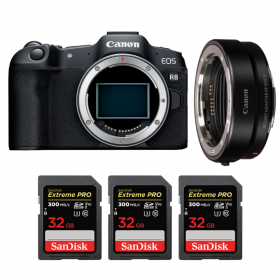 Canon EOS R8 Cuerpo + EF-EOS R + 3 SanDisk 32GB Extreme PRO UHS-II SDXC 300 MB/s-1