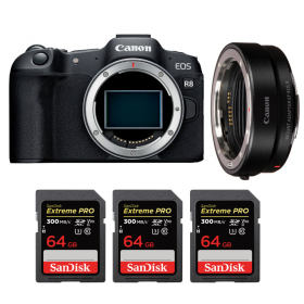 Canon EOS R8 + EF-EOS R + 3 SanDisk 64GB Extreme PRO UHS-II SDXC 300 MB/s-1
