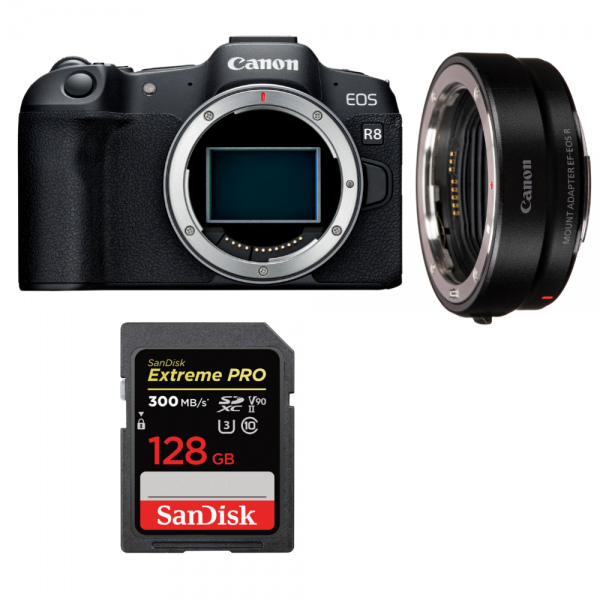 Canon EOS R8 + EF-EOS R + 1 SanDisk 128GB Extreme PRO UHS-II SDXC 300 MB/s-1