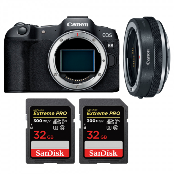 Canon EOS R8 Body + EF-EOS R Premium + 2 SanDisk 32GB Extreme PRO UHS-II SDXC 300 MB/s-1