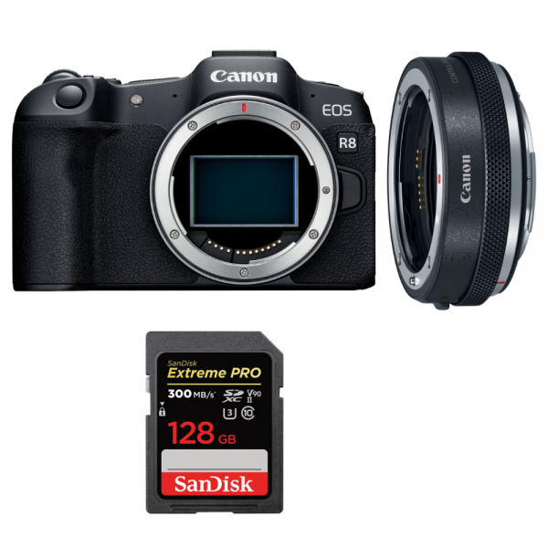 Canon EOS R8 + EF-EOS R Premium + 1 SanDisk 128GB Extreme PRO UHS-II SDXC 300 MB/s-1