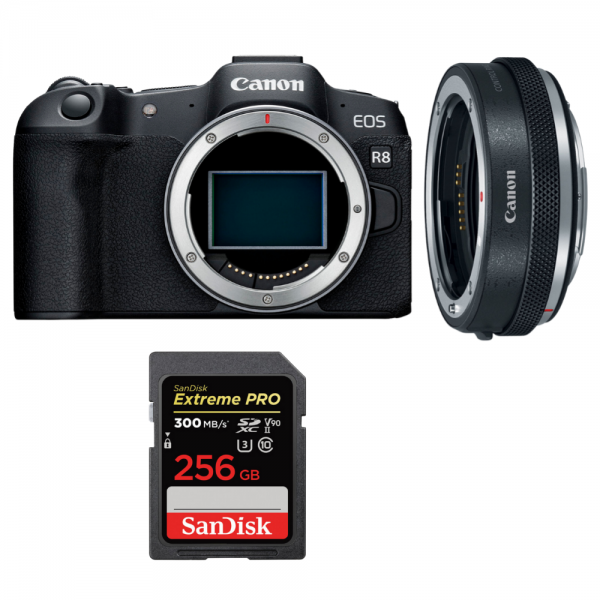 Canon EOS R8 Body + EF-EOS R Premium + 1 SanDisk 256GB Extreme PRO UHS-II SDXC 300 MB/s-1
