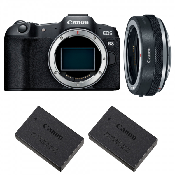 Canon EOS R8 Cuerpo + EF-EOS R Premium + 2 Canon LP-E17-1