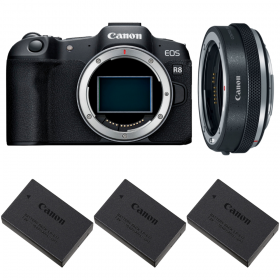 Canon EOS R8 Cuerpo + EF-EOS R Premium + 3 Canon LP-E17-1