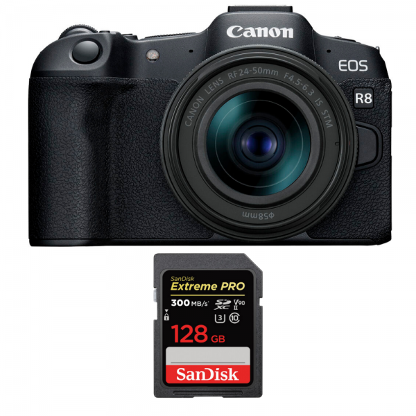 Canon EOS R8 + RF 24-50mm IS STM + 1 SanDisk 128GB Extreme PRO UHS-II SDXC 300 MB/s-1
