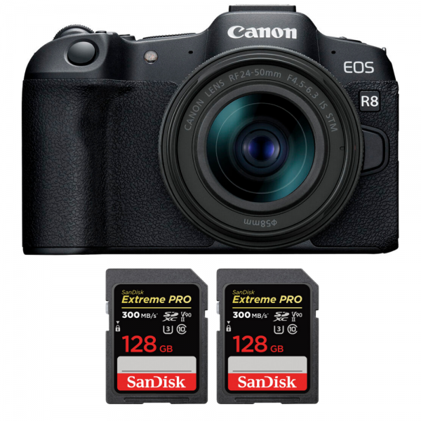 Canon EOS R8 + RF 24-50mm IS STM + 2 SanDisk 128GB Extreme PRO UHS-II SDXC 300 MB/s-1