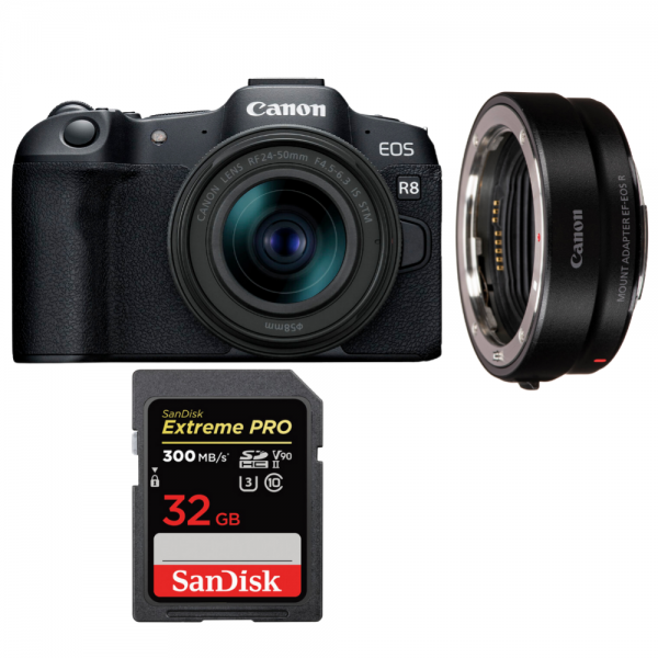 Canon EOS R8 + RF 24-50mm IS STM + EF-EOS R + 1 SanDisk 32GB Extreme PRO UHS-II SDXC 300 MB/s-1