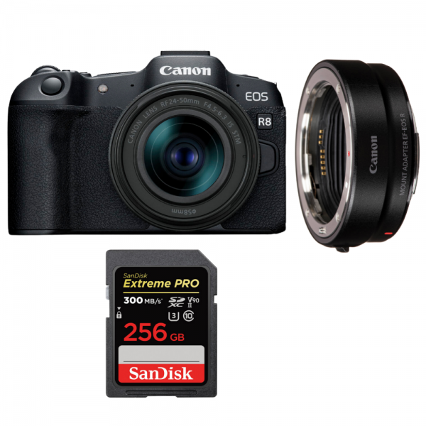 Canon EOS R8 + RF 24-50mm IS STM + EF-EOS R + 1 SanDisk 256GB Extreme PRO UHS-II SDXC 300 MB/s-1