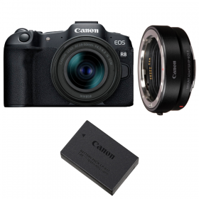 Canon EOS R8 + RF 24-50mm IS STM + EF-EOS R + 1 Canon LP-E17-1