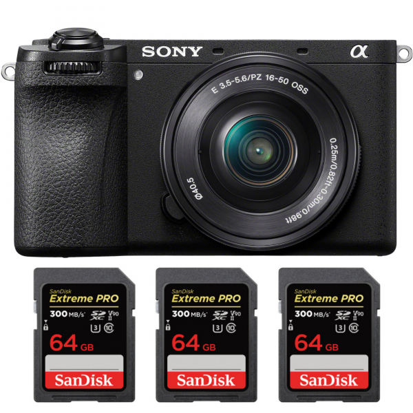 Sony A6700 + 16-50mm f/3.5-5.6 OSS + 3 SanDisk 64GB Extreme PRO UHS-II SDXC 300 MB/s-1