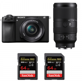 Sony A6700 + 16-50mm f/3.5-5.6 OSS + 70-350mm f/4.5-6.3 G OSS + 2 SanDisk 64GB Extreme PRO UHS-II SDXC 300 MB/s-1