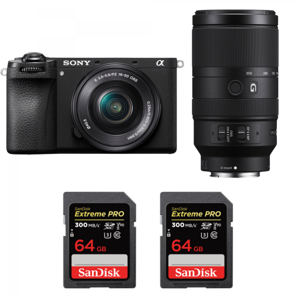 Sony A6700 + 16-50mm f/3.5-5.6 OSS + 70-350mm f/4.5-6.3 G OSS + 2 SanDisk 64GB Extreme PRO UHS-II SDXC 300 MB/s-1