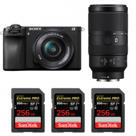 Sony A6700 + 16-50mm f/3.5-5.6 OSS + 70-350mm f/4.5-6.3 G OSS + 3 SanDisk 256GB Extreme PRO UHS-II SDXC 300 MB/s-1