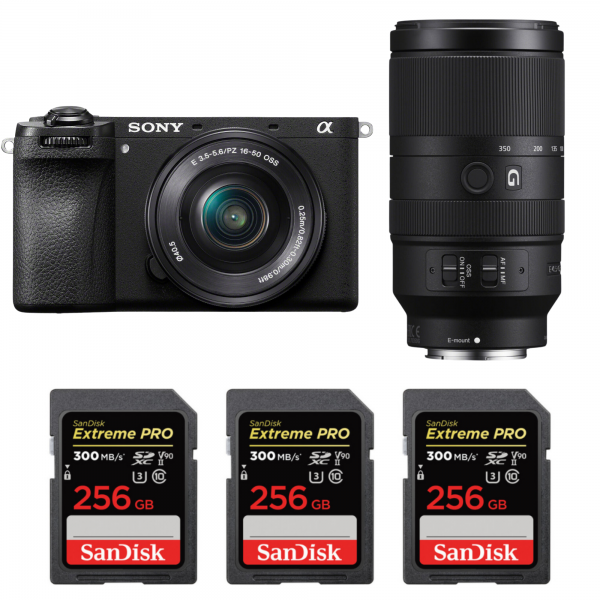 Sony A6700 + 16-50mm f/3.5-5.6 OSS + 70-350mm f/4.5-6.3 G OSS + 3 SanDisk 256GB Extreme PRO UHS-II SDXC 300 MB/s-1