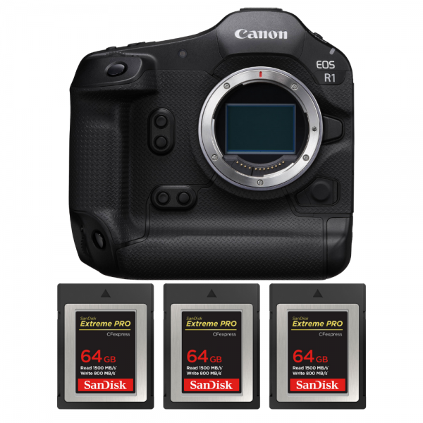 Canon EOS R1 + 3 SanDisk 64GB Extreme PRO CFexpress Type B-1