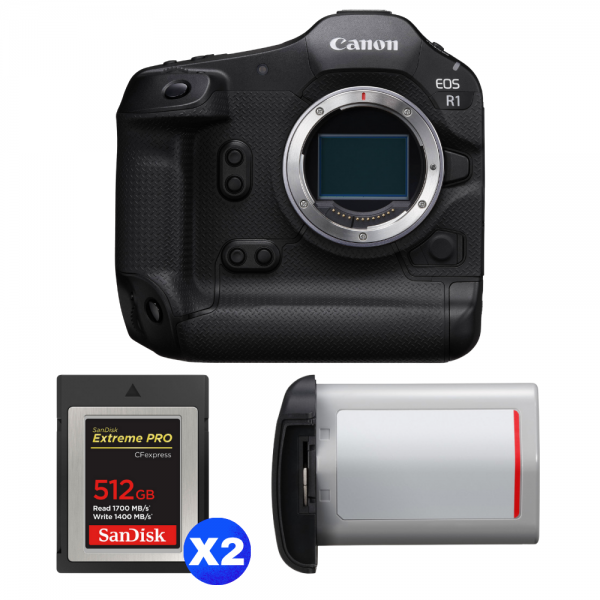 Canon EOS R1 + 2 SanDisk 512GB Extreme PRO CFexpress Type B + Canon LP-E19-1