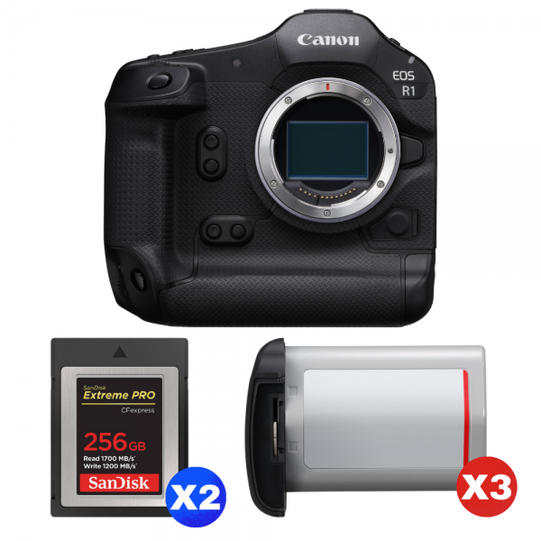 Canon EOS R1 + 2 SanDisk 256GB Extreme PRO CFexpress Type B + 3 Canon LP-E19-1