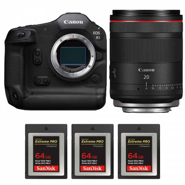 Canon EOS R1 + RF 20mm f/1.4 L VCM + 3 SanDisk 64GB Extreme PRO CFexpress Type B-1