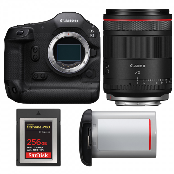 Canon EOS R1 + RF 20mm f/1.4 L VCM + 1 SanDisk 256GB Extreme PRO CFexpress Type B + Canon LP-E19-1