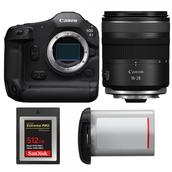 Canon EOS R1 + RF 16-28mm f/2.8 IS STM + 1 SanDisk 512GB Extreme PRO CFexpress Type B + Canon LP-E19-1