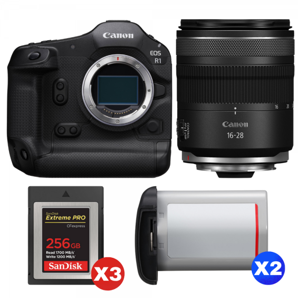 Canon EOS R1 + RF 16-28mm f/2.8 IS STM + 3 SanDisk 256GB Extreme PRO CFexpress Type B + 2 Canon LP-E19-1