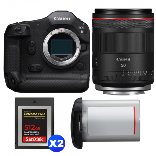 Canon EOS R1 + RF 50mm f/1.4 L VCM + 2 SanDisk 512GB Extreme PRO CFexpress Type B + Canon LP-E19-1