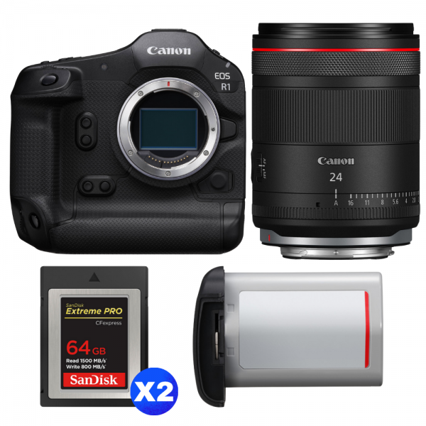 Canon EOS R1 + RF 24mm f/1.4 L VCM + 2 SanDisk 64GB Extreme PRO CFexpress Type B + Canon LP-E19-1
