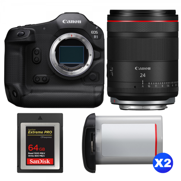 Canon EOS R1 + RF 24mm f/1.4 L VCM + 1 SanDisk 64GB Extreme PRO CFexpress Type B + 2 Canon LP-E19-1