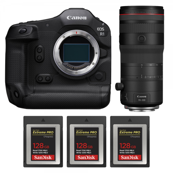 Canon EOS R1 + RF 70-200mm f/2.8 L IS USM Z Negro + 3 SanDisk 128GB Extreme PRO CFexpress Type B-1