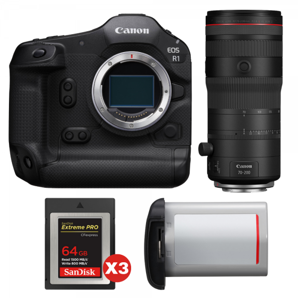 Canon EOS R1 + RF 70-200mm f/2.8 L IS USM Z Black + 3 SanDisk 64GB Extreme PRO CFexpress Type B + Canon LP-E19-1