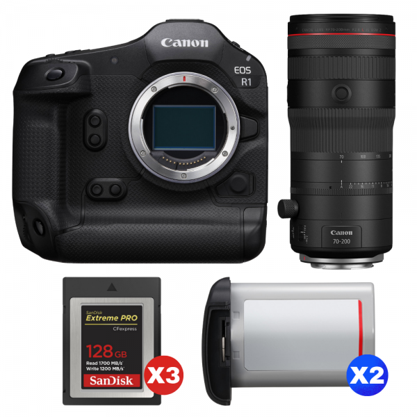 Canon EOS R1 + RF 70-200mm f/2.8 L IS USM Z Negro + 3 SanDisk 128GB Extreme PRO CFexpress Type B + 2 Canon LP-E19-1