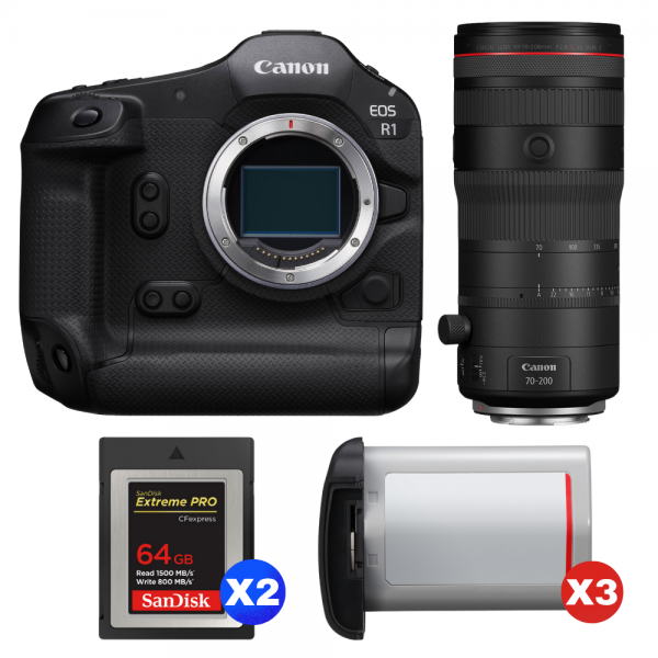 Canon EOS R1 + RF 70-200mm f/2.8 L IS USM Z Negro + 2 SanDisk 64GB Extreme PRO CFexpress Type B + 3 Canon LP-E19-1