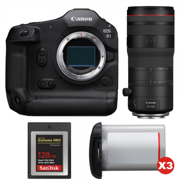Canon EOS R1 + RF 70-200mm f/2.8 L IS USM Z Negro + 1 SanDisk 128GB Extreme PRO CFexpress Type B + 3 Canon LP-E19-1