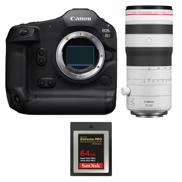 Canon EOS R1 + RF 70-200mm f/2.8 L IS USM Z White + 1 SanDisk 64GB Extreme PRO CFexpress Type B-1